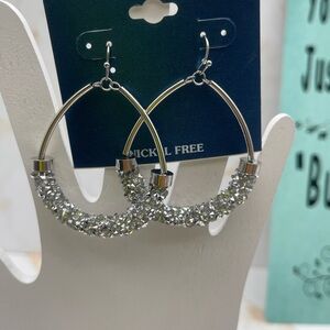 Silver Crystal Hoop Earrings